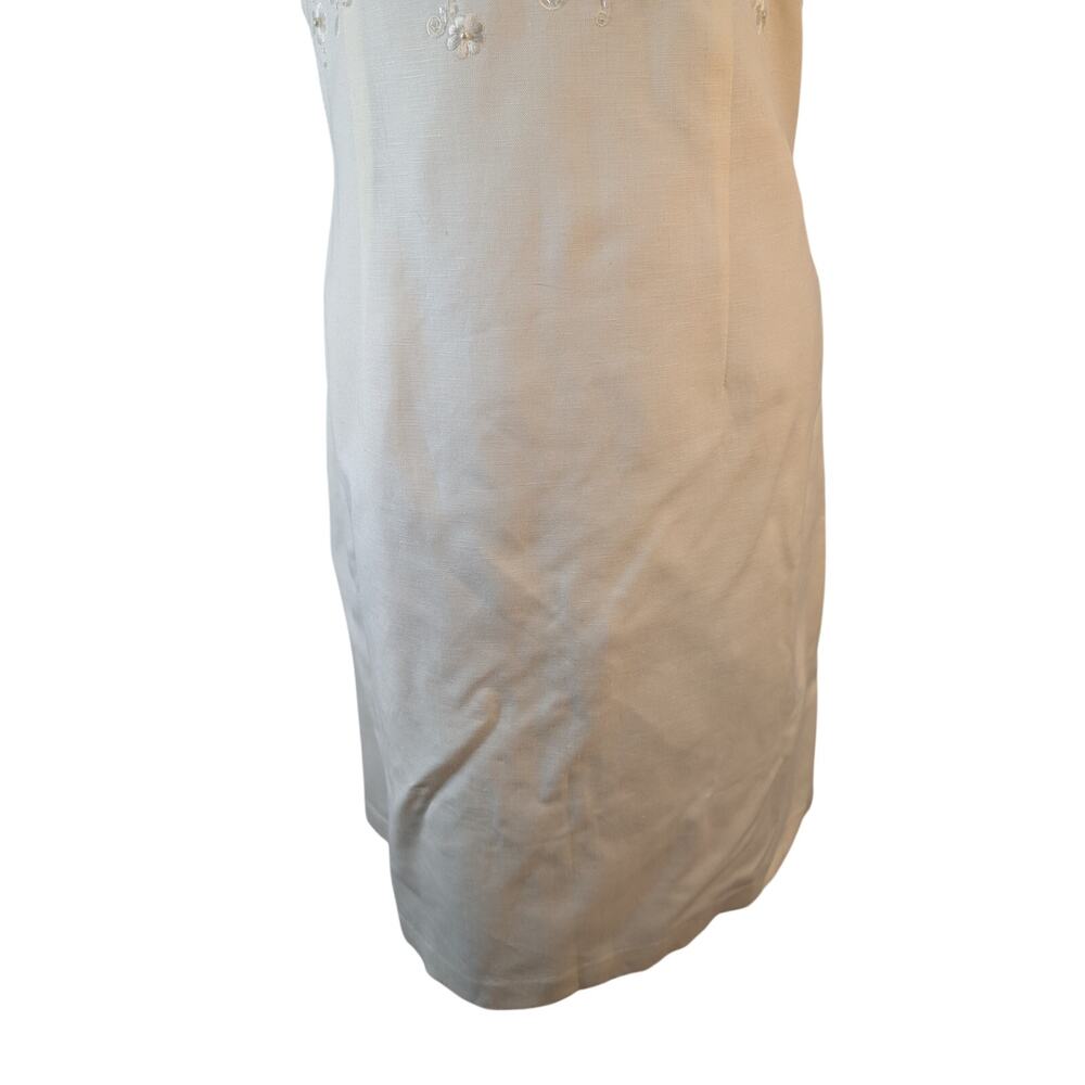 NWOT! JESSICA HOWARD! LINEN BLEND! WHITE BEADED, EMBROIDERED BUST LINE DRESS! 14 - Picture 4 of 11